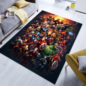 Superhero, Superhero Rug, Heroes Rug, Kids Room Rug, Teen Room Rug, Gift Rug, Rectangular Rug, Unique Gift, Movie rug, Rug For Living Room