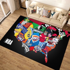 Tapis de carte Nba, tapis de basket-ball, tapis d’équipes, tapis NBA, tapis personnalisé, tapis minimaliste, tapis de zone, décor de basket-ball, tapis populaire, tapis Hypebeast, idées cadeaux
