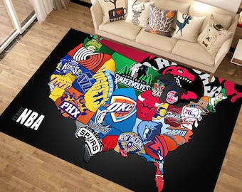 Nba Map Rug,Basketball Rug ,Teams Rug, NBA Rug ,Custom Rug, Minimalist Rug, Area Rug,Basketball Decor, Popular Rug, Hypebeast Rug,Gift Ideas