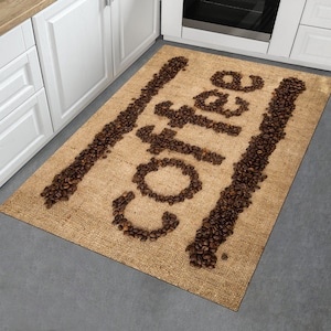 Coffee Pattern Rug, Kitchen Rug, Non-Slip Kitchen Rug, Washable Kitchen Rug, Kitchen Runner Rug, Modern Rug, Area Rug, Minimalist Rug