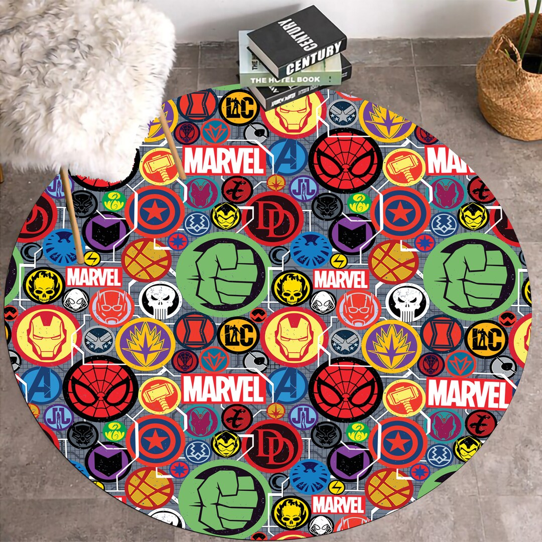 Icoon Man Rug Spiderman,iron Man,captain America,iron Man,marvel Round Rug,fantastic ...