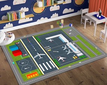 Airport Play Rug, Kids Room Decor, Activity Mat