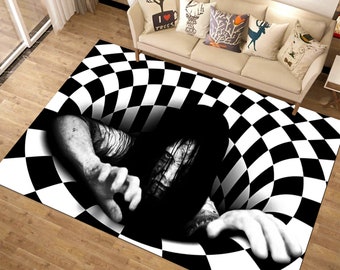 Fear Rug, Illusion Rug,Horror Rug,3D Art Rug, Area Rug, Minimalist Rug, Custom Rug, Movie Decor,Personalized Rug,Popular Rug,Halloween Gifts