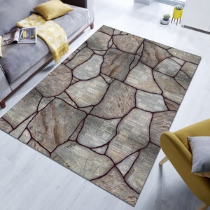 Stone Pattern Rug, Stone Rug, Pattern Rug, Aesthetic Rug, Living Room Rug, Modern Rug, Non-Slip Rug, Washable Rug, Area Rug, Custom Rug