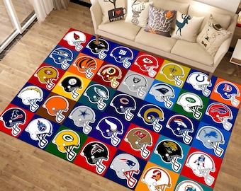 American Football Rug,Football Helmet Rug,Sports Rug,Area Rug,Gift For Him, Football Decor,Minimalist Rug,Colourfull Rug,Kids Room Rug