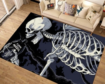Skull Rug,Skeleton Rug,Gothic Rug,Horror Decor,Art Rug,Popular Rug,Area Rug,Living Room Rug,Fantastic Rug,Minimalist Rug,Gift Ideas