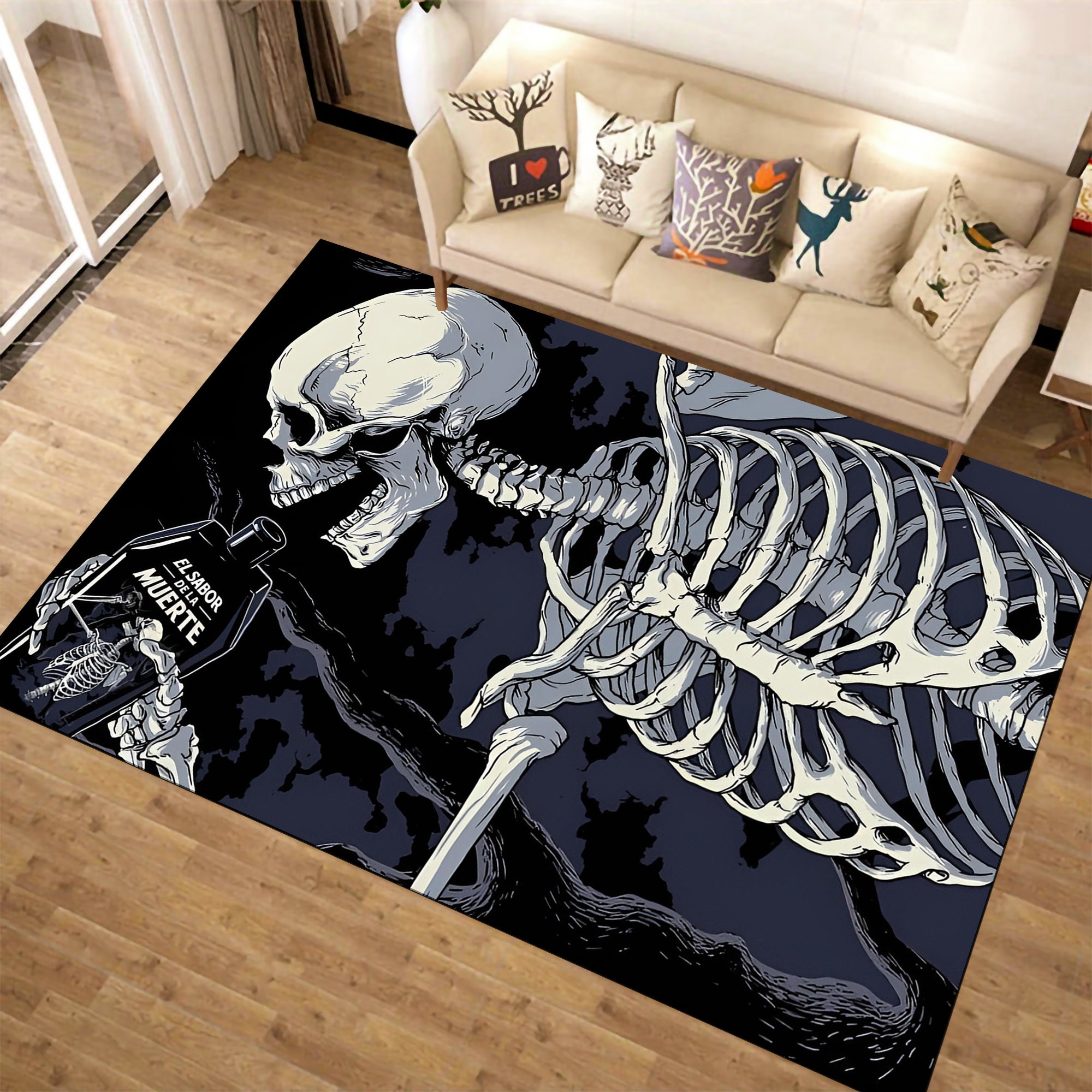 Discover Skull Rug,Skeleton Rug,Gothic Rug,Horror Decor,Art Rug,Popular Rug,Area Rug,Living Room Rug,Fantastic Rug,Minimalist Rug,Gift Ideas