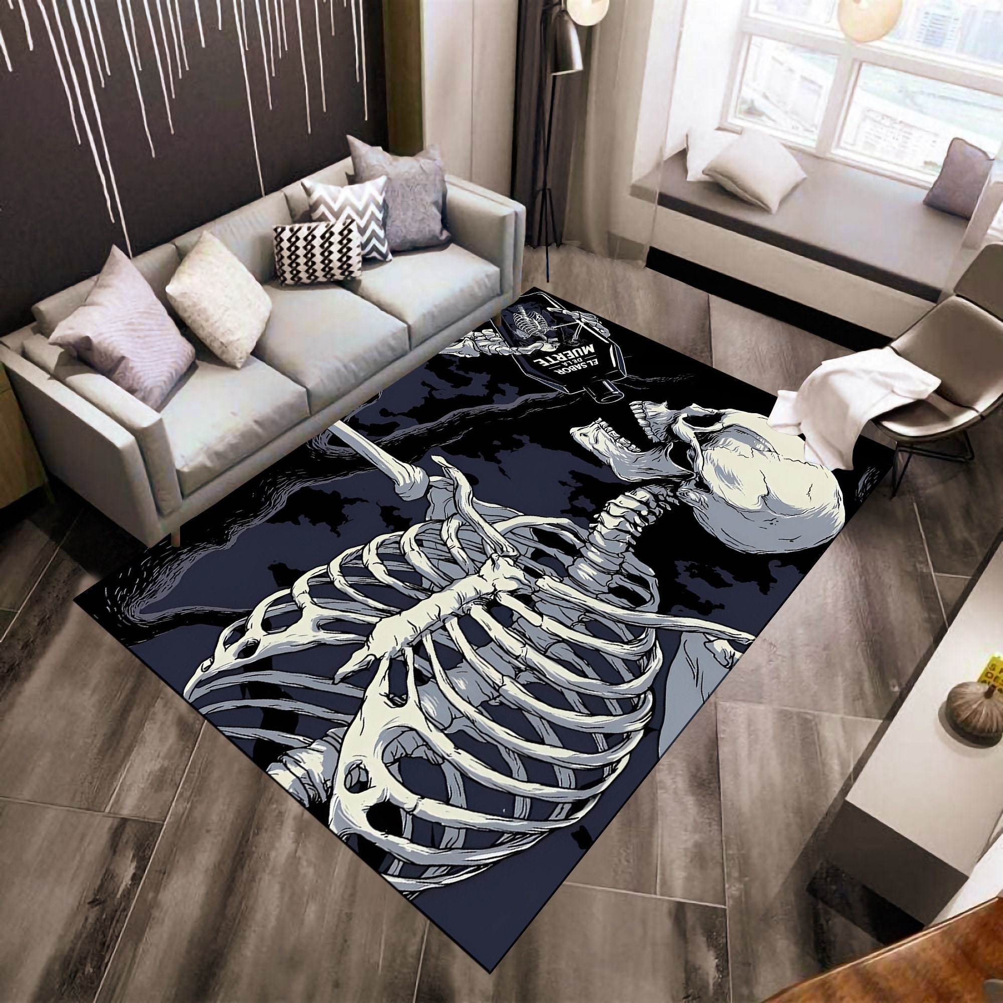 Discover Skull Rug,Skeleton Rug,Gothic Rug,Horror Decor,Art Rug,Popular Rug,Area Rug,Living Room Rug,Fantastic Rug,Minimalist Rug,Gift Ideas