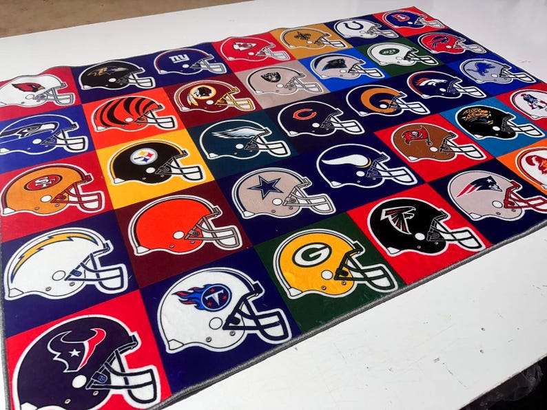 American Football Rug,Football Helmet Rug,Sports Rug,Area Rug,Gift For Him, Football Decor,Minimalist Rug,Colourfull Rug,Kids Room Rug image 5