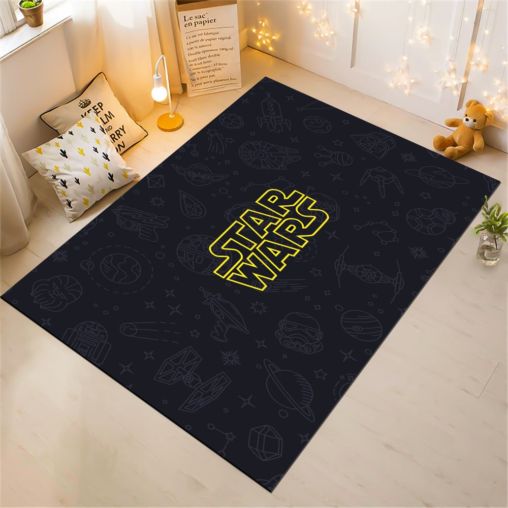 Custom Rug, Kids Room Rug,Black Rug,Movie Decor,Minimalist Rug, Child Rug, Kids Rug,Star Wars,Area Rug, Star Wars Rug Moderndaydecors