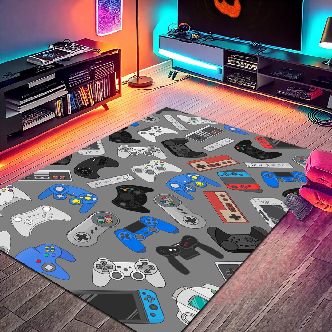 Game Console Rug,gamer Rug,game Room Rug,play Room Decor,area Rug,popular Rug,minimalist Rug