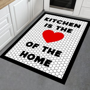 Kitchen Heart Pattern Rug, Kitchen Rug, Non-Slip Kitchen Rug, Washable Kitchen Rug, Kitchen Runner Rug, Modern Rug, Area Rug, Minimalist Rug