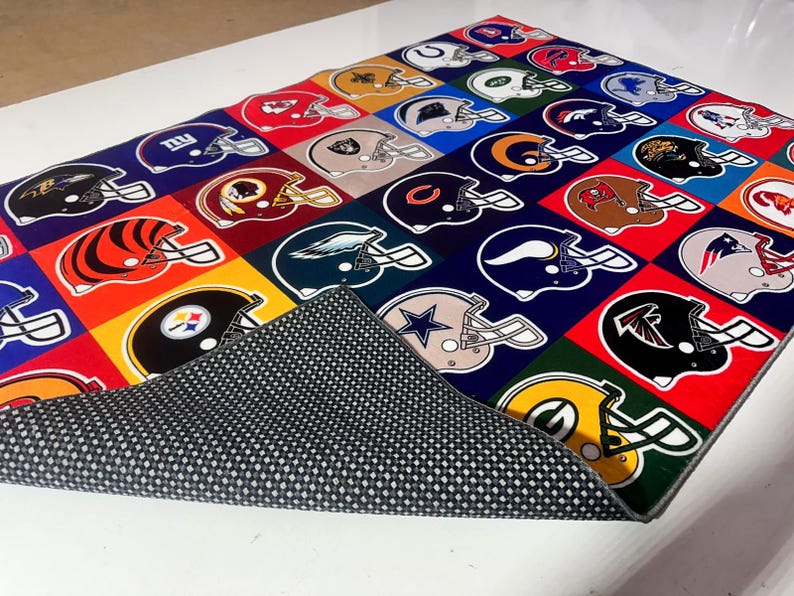 American Football Rug,Football Helmet Rug,Sports Rug,Area Rug,Gift For Him, Football Decor,Minimalist Rug,Colourfull Rug,Kids Room Rug image 3