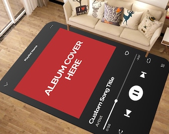 Aanpasbaar muziekkleed, aangepast liedkleed, tapijt voor je album, muziekalbum, personaliseerbaar tapijt, muziekkleed, muziekdecor, tapijt muziekkamer, vloerkleed