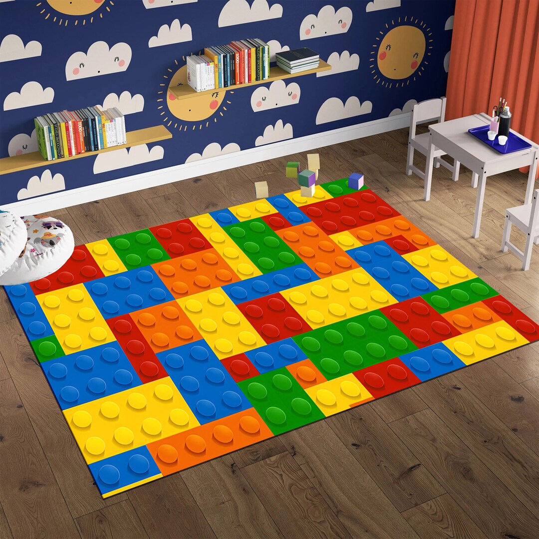 Plastic Building Blocks, Child Rug, Colourful Rug, Minimalist Rug ...