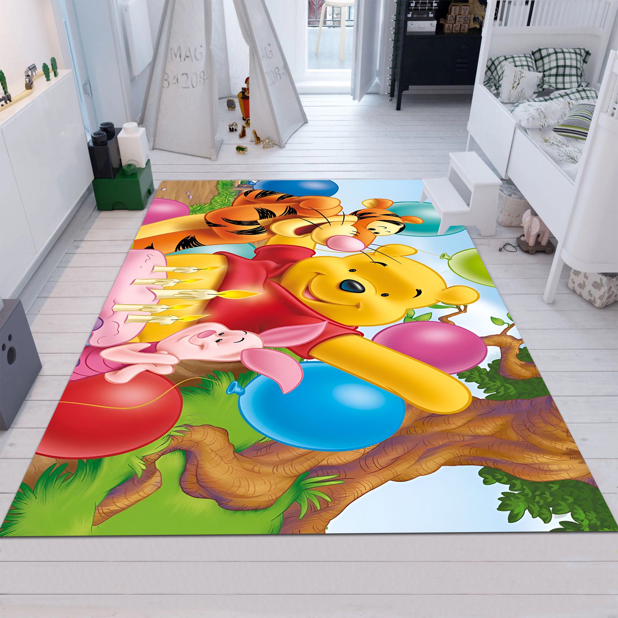 Winnie the Pooh Rug, Child Rug, Cute Rug, Minimalist Rug, Custom Rug ...