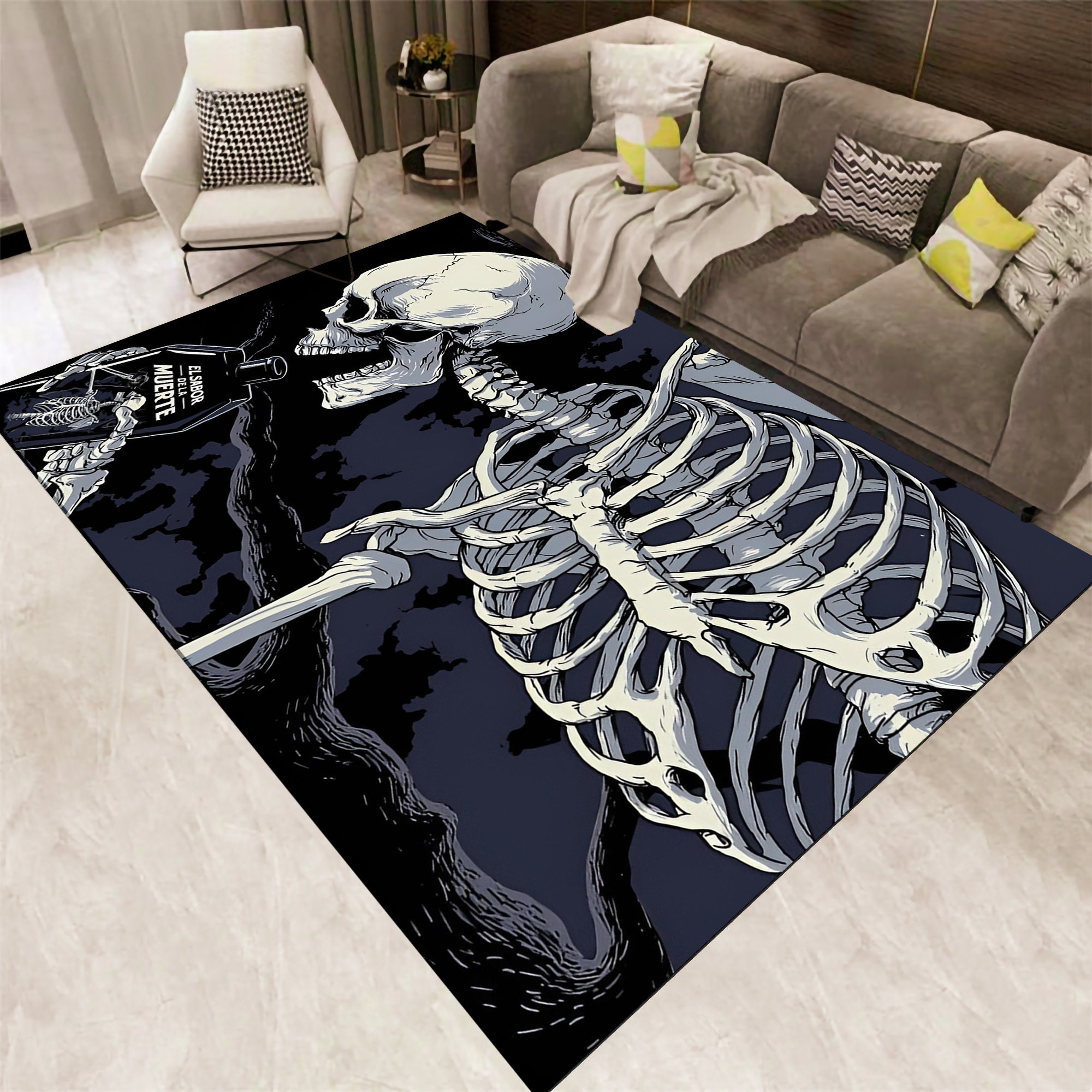 Discover Skull Rug,Skeleton Rug,Gothic Rug,Horror Decor,Art Rug,Popular Rug,Area Rug,Living Room Rug,Fantastic Rug,Minimalist Rug,Gift Ideas