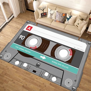 Classic Cassette Rug, 90s Rug, Tape Rug, Modern Rug,Minimalist Rug, Custom Cassette Rug, Music Rug, Living Room Rug, Personalized Rug