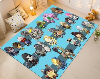 Cartoon Character Kids Rug, Game Room Decor, Custom Cotton Area Rug