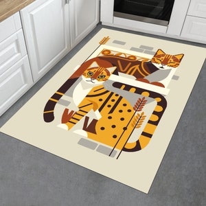 Cats Design Rug, Kitchen Rug, Non-Slip Kitchen Rug, Washable Kitchen Rug, Kitchen Runner Rug, Modern Rug, Area Rug, Minimalist Rug