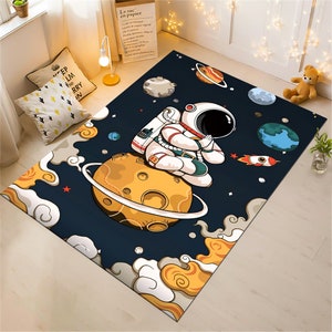 Astronaut Rug, Space Rug, Nursery Rug, Kids Rug, Custom Rug, Popular Rug, Nursery Decor, Area Rug, Kids Room Rug, Child Rug Gift For Kids