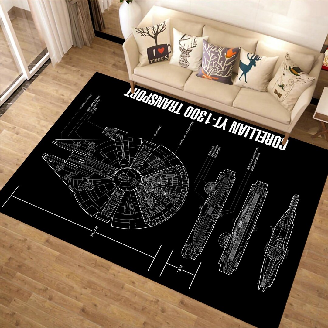 Star Wars Spaceship Rug, Millennium Falcon, Star Wars Rug, Star Wars ...