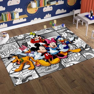 Cute Friends Rug,Mickey Rug,Minnie Rug,Donald Duck Rug,Kids Rug,Minimalist Rug,Custom Rug,Cute Rug,Nursery Decor,Area Rug, Kids Room Rug