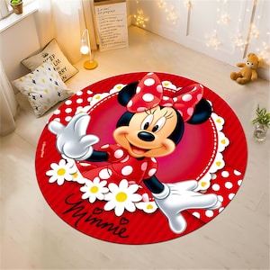 Minnie Mouse Rug,Nursery Rug, Round Rug, Minimalist Rug, Custom Rug, Child Rug, Nursery Decor, Area Rug, Kids Room Rug,Gift For Kids
