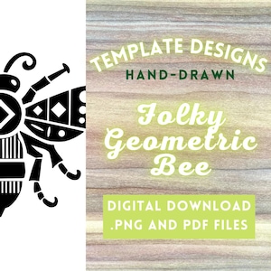 Geometric Bee PNG Digital File // Art Patterns, Pyrography Templates, Wood burning Design PDFs