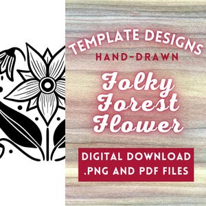 Forest Flowers PNG Digital File // Art Patterns, Pyrography Templates, Wood burning Design PDFs