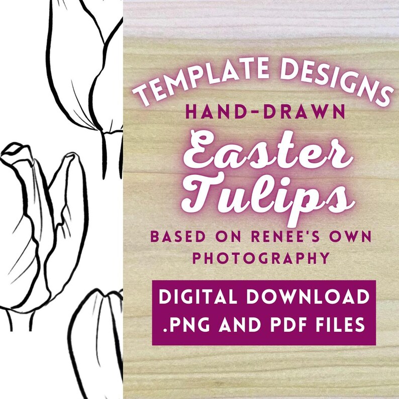 Easter Tulips PNG Bundle Digital Files // Art Patterns, Pyrography
