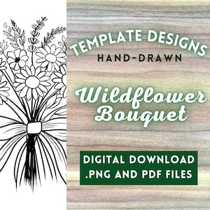 Wilfdflower Bouquet PNG Digital File // Art Patterns, Pyrography Templates, Wood burning Design PDFs