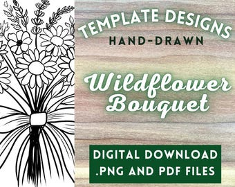 Wilfdflower Bouquet PNG Digital File // Art Patterns, Pyrography Templates, Wood burning Design PDFs