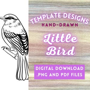 Little Bird PNG Digital File // Art Patterns, Pyrography Templates, Wood burning Design PDFs