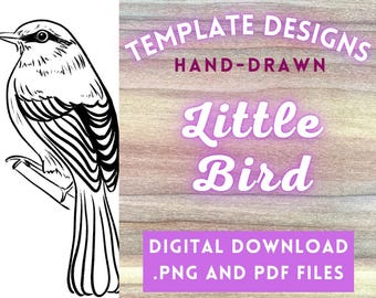 Little Bird PNG Digital File // Art Patterns, Pyrography Templates, Wood burning Design PDFs