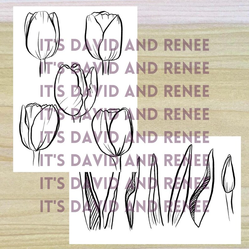 Easter Tulips PNG Bundle Digital Files // Art Patterns, Pyrography