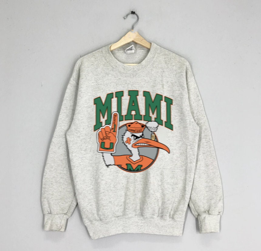 CustomCat Miami Hurricanes Vintage NCAA Crewneck Sweatshirt Sport Grey / M