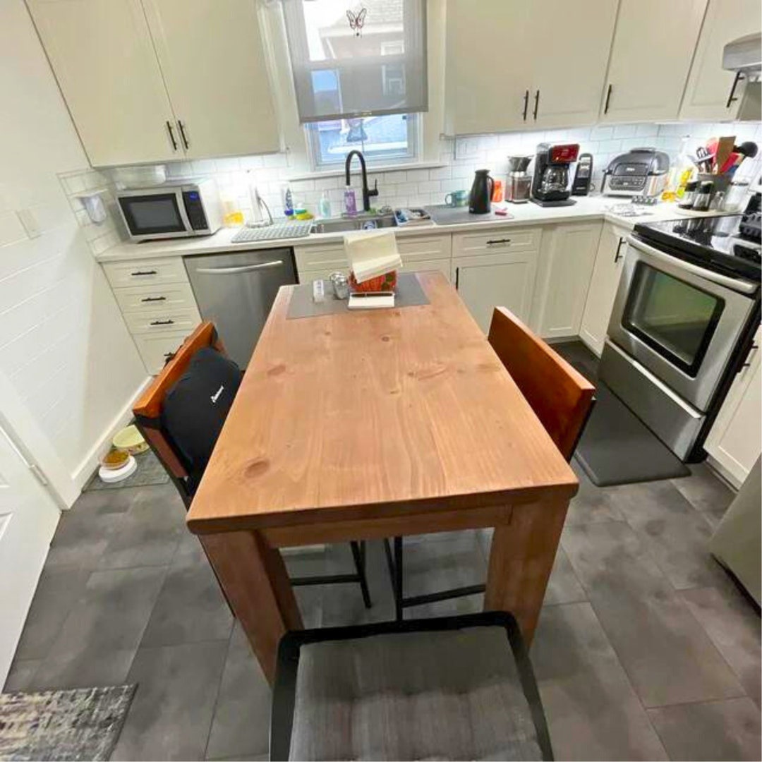 Counter Height Kitchen Island Table in Reclaimed Wood - Etsy