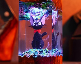 Christmas Gift 2025, Cute Cat Witch Lamp, Handmade Epoxy Night Light, Witchy Gift, Xmas Gift for Her, Gift for Anime Lovers, Christmas decor