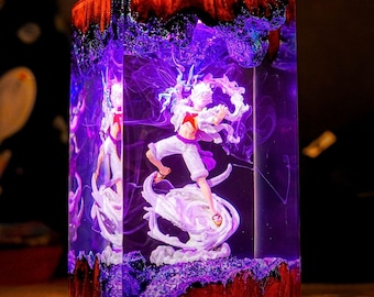 Anime Figure Resin Lamp, Night Light for Bedroom, Gaming Setup Decor, Handmade Manga Display, Gift for Him
