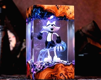 Raccoon Resin Lamp, RE9 Requiem Mr Raccoon Prop, Leon S Kennedy Figure, Resident Evil 9, Epoxy Night Light, Gaming Room Decor, Gamer Gift