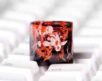 Koi Fish Keycap, Coral Keycap, Ocean Keycap, Artisan Keycap, MX Cherry Switches for Mechanical Keycap, Handmade Gift