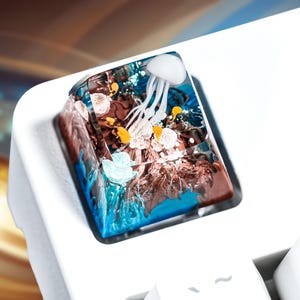 Aesthetic Jellyfish in Ocean Keycap, Cute Marine Animal Keycap, Resin Artisan Keycap for MX Cherry Switches Mechanical Keyboard, Sa Profile