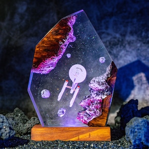 NEW! Star Tr.ek Spacecraft in Space Galaxy Lamp, Resin Night Light, Xmas Gift 2025,Table Lamp, Epoxy Lamp, Back to School Gift, Cosmic Decor