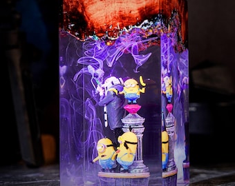 Minion Resin Lamp, Minion Night Light, Gift for Kids, Handmade Cartoon Figure Lamp, Kids Room Decor, Cute Desk Lamp