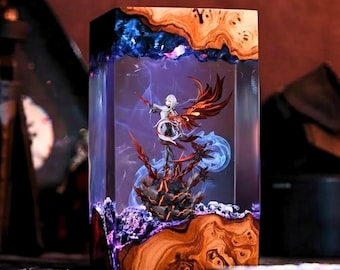 Arlecchino Genshin Impact Resin Lamp, Handmade Night Light, Anime Figure, Desk Decor, Gift For Gamers