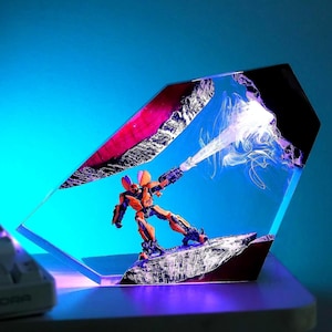 Bumblebee Transformers Resin Lamp, Transformers Gift, Bumblebee and Optimus Prime Toy, Halloween Lamp Decor, Christmas 2025 Gift Idea