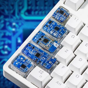 Circuit Board Chip Keycap - Handmade Artisan Keycap Set for MX Cherry Switches - Resin Keycap - Gamers Mechanical Keyboard, Gift for Him