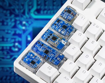 Circuit Board Chip Keycap - Handmade Artisan Keycap Set for MX Cherry Switches - Resin Keycap - Gamers Mechanical Keyboard, Gift for Him