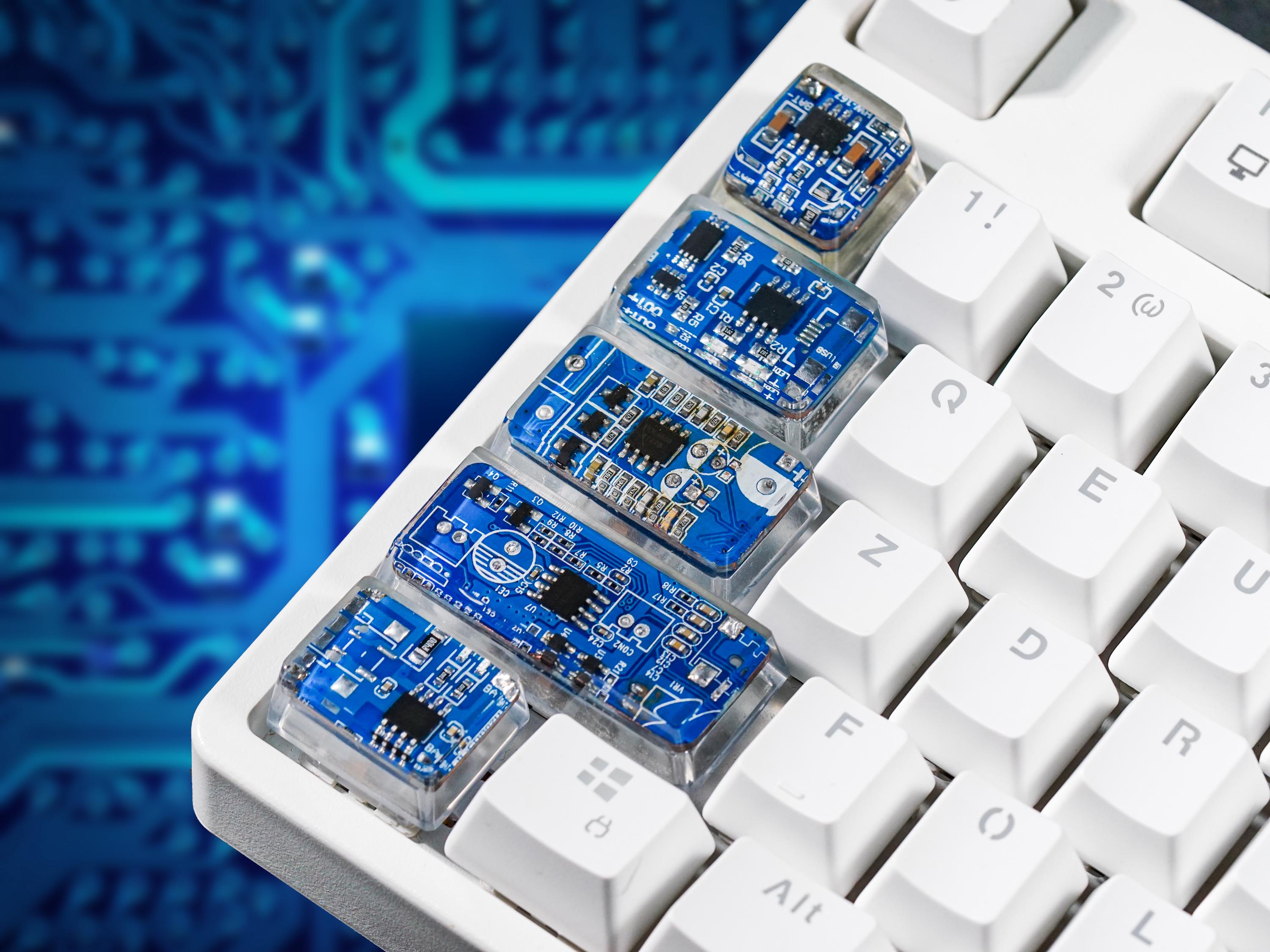 Circuit Board Chip Keycap - Handmade Artisan Keycap Set for MX Cherry Switches - Resin Keycap - Gamers Mechanical Keyboard, Gift for Him